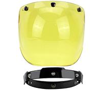 XYJTC Moto Visière de casque, visière pare-vent, boutons-pression. à bulles for moto Ca-sco Moto Visor Lens Bubble Shield Accessoire for casques (transparent)(Yellow)