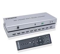 XYKJOBC Diviseur Multi HDMI 9 x 1,4K, 9 en 1, Sortie avec Commutation Sans Interruption, Contrôle IR, HDMI, Compatible avec Caméras et PC (Argenté)