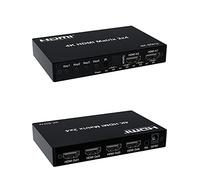 XYKJOBC Matrice HDMI 4K 2 x 4, 4K 60 Hz HDMI Matrix 2 x 4 pour Dolby HDMI Splitter Switch 2 entrées 4 sorties 4K 60 Hz Matrix Commutateur HDMI avec audio R/L pour PC vers moniteur TV (2 x 4)