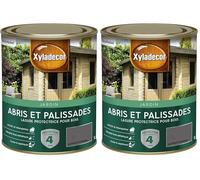 Xyladecor - Lasure Protectrice pour Bois Extérieur Jardin - Abris, Palissades, Espaliers, Kiosques, Barrières - Couleur : Anthracite Opaque 1 L (Lot de 2)