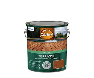 Xyladecor - Saturateur pour Sols Extérieurs en Bois - Terrasses, Abords de Piscine, Caillebotis - Antidérapant - Couleur : Mat Teck - Quantité : 5L - 5324233