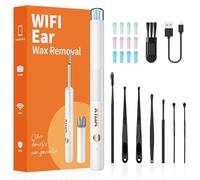 Xylla Otoscope Oreille 1920P HD 3,5mm Camera Oreille IP67 Étanche Nettoyage Oreille Avec 6 Lumières LED Kit de Nettoyage du Cérumen Adapté aux Smartphones et Tablettes IOS et Android(Blanc)