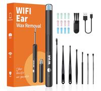 Xylla Otoscope Oreille Nettoyeur 1920P HD Caméra 3.5mm IP67 Étanche Kit de Cure Nettoyant Nettoie Cérumen Ear Cleaner avec 6 LED Compatible Smartphones iOS Android (Noir)