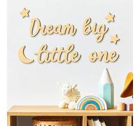 Xylolfsty Dream Big Little One Lot de 8 décorations murales en bois à suspendre pour chambre de garçons et de filles - Décoration murale bohème pour chambre, salon, salle de jeux