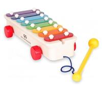 Xylophone Bebe Classic Musical Retro 8 Touches Arc en Ciel - avec roulettes - des 18 Mois Set Jouet eveil a Tirer et 1 Carte Animal