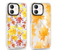 Xylota 2 Pièces Coque pour iPhone 12/iPhone 12 Pro 6,1", Transparente Étui Aesthetic Fleurs Automne Motif Filles Femmes Case, Souple Silicone TPU Housse Antichoc Cover pour iPhone 12, Feuille d'érable