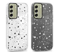 Xylota 2 Pièces Coque pour Samsung Galaxy S21 FE 5G 6,4",Transparente Étui avec Aesthetic Motif Stern Dessin, Mince TPU Bumper Souple Silicone Housse Clair Antichoc Protection Case Filles Femmes Cover