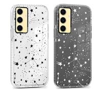 Xylota 2 Pièces Coque pour Samsung Galaxy S24 FE 5G 6,7",Transparente Étui avec Aesthetic Motif Stern Dessin, Mince TPU Bumper Souple Silicone Housse Clair Antichoc Protection Case Filles Femmes Cover