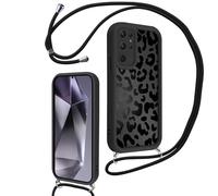 Xylota Coque avec Cordon pour Samsung Galaxy S24 Ultra 5G 6,8'', Aesthetic Etui avec Réglable Collier Corde Caméra Protection Bumper Case avec Motif, Lanyard Housse pour Samsung S24 Ultra 5G，Léopard