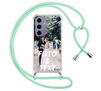 Xylota Coque Personnalisée avec Cordon pour Samsung Galaxy S25 5G, Personnalisable avec Photo Texte Image Étui avec Réglable Collier, Personnaliser Lanyard Housse Cover pour Samsung S25 5G 6,2",Vert