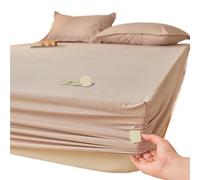 XYLRSMH Drap Housse Coton Drap-Housse en Pur Coton, Couvre-Matelas, Couvre-lit, Linge de lit élastique, Drap de lit Doux Draps Housses(Beige,180x200x25cm 1pc)