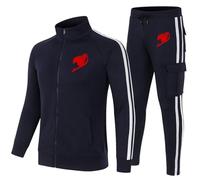 XYMCX Ensemble de survêtement pour homme pour Fairy Tail, ensemble d'entraînement décontracté 2 pièces, haut de jogging à fermeture éclair complète et survêtement entraînement tendance,Blue-l