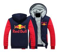 XYMCX Veste Polaire à Capuche pour Homme Bull, Sweat-Shirt zippé, Sweat-Shirt décontracté à Manches Longues, Manteau épais et Chaud d'hiver avec Poches zippées pour la Course et Le Fitness,Red-XX_l