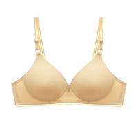 XYNM Soutien Gorge sans Armature Soutien-Gorge À Crochet Deux Rangées De Fils Fins, Style Petit Buste pour Femmes Âgées D'âge Moyen, Vêtements Quotidiens Printemps Et D'été-Beige Foncé-Coupe 42 95a
