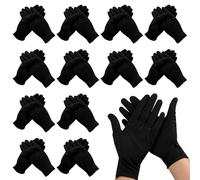 Xynovate 12 Paires de Gants Hydratants en Coton Noire | Gants Protection l'eczéma pour Peau Sèche et Sensible, Gants de Travail Minces Contre Névrodermite pour Mains Sèches,L