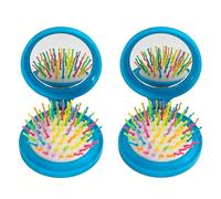 Xynovate 2 Pièce Brosse Cheveux Voyage, Peigne de Voyage Pliante Ronde, Mini Peigne à Cheveux Miroir de Poche pour Femmes, Hommes, Reduces Flyaways, Masser le Cuir Chevelu