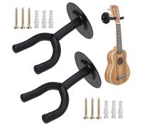Xynovate 2 Pièces Support Mural pour Guitare, Crochet de Guitare Supports Muraux pour Guitare, Compatible pour Tous Types Guitares, Basse, Banjo, Ukulele, Fiddle(Noir)