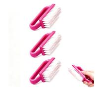 Xynovate 3 Pièces Brosse à Ongles, Poignée en Plastique Outil de Brosse de Nettoyage des Ongles, Brosse a Ongles Main pour Nettoyage les Ongles Quotidien, Pinceau Nail Art(Rosered)