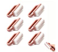 Xynovate 6 Pièces Brosse à Ongles, Poignée en Plastique Outil de Brosse de Nettoyage des Ongles, Brosse a Ongles Main pour Nettoyage les Ongles Quotidien, Pinceau Nail Art(Rose foncé)