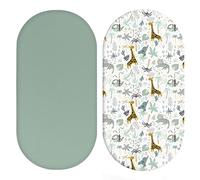 Xynovate Lot de 2 Draps Housse pour Poussette, Draps Housse Bebe Microfibre Respirante, Mousseline de Coton, Doux, pour Poussette, Lit Berceau et Matelas(Vert)