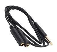 Xyntor 1.8m Mic Y Splitter Cable | 6.35mm TRS Male to Dual Female Adapter | Stereo Microphone Cable for Loudspeaker/DVD Player / MP3
