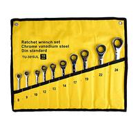 Xyntor 10 - Piece Ratchet Spanner Set 8-24mm | Chrome V - Alloy Steel Socket Wrench Nut Tool | Enhanced Ratcheting Wrench for Automotive/Home Repair/DIY