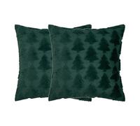 Xyntor 2 - Pack Christmas Tree Pillow Covers Dark Green | 18x18 Plush Decorative Cushion Cases for Couch/Sofa | Cozy Holiday Farmhouse Decor for Living Room