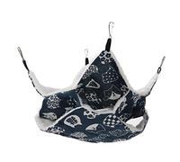 Xyntor 3 Layer Hamster Hammock | Winter Warm Hanging Bed for Guinea Pigs/Squirrels/Small Pets | Linen & Plush Cage Rest Bed with Metal Hook (Chat Bleu)