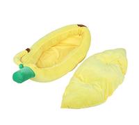 Xyntor Banana Pet Bed for Small Dogs & Cats | Removable Washable Cushion & Resting Spot | Cozy Warm Plush Dog Bed/Cat Bed | Yellow Banana Shape House (S)