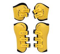 Xyntor Guêtres pour tendons et boulets de Cheval, Lot de 4 |Bottes de Saut Ouvertes sur Le Devant avec Design Respirant |Bottes de Protection réglables pour Pattes Avant/arrière |Jaune (L(13x7x2,6