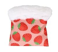 Xyntor Hamster Sleeping Bag | Strawberry Print Soft Fleece Bed & Hideout for Small Pets | Cozy Guinea Pig/Small Animal/Tiny Critter House with Privacy Entrance (S)