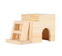 Xyntor Hamster Wooden House | Bite Proof Small Animal Shelter & Play Toy | Multi - Level Sleeping Hideout with Stairs/Food Tray | Sturdy Pet Supplies