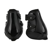 Xyntor Horse Tendon Boots Set | Secure Grip & Adjustable PU Shell Leg Guards | Soft Neoprene Boots for Jumping/Riding/Training | Hind Leg Support (Black hind Legs L(13x7x2.6cm/5.1x2.8x1in))