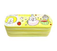 Xyntor Large Capacity Pencil Case 3 Layers | Cute Japanese Style Canvas Pouch for School/Office/College | Multi - Compartment Organizer with Class Schedule (Jaune)