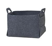 Xyntor Large Felt Storage Basket with Handles | Foldable Laundry Bin for Closet / Toys / Books | 14.2"x9.8"x9.1" Foldable Storage Box | 40L Capacity, Sturdy Felt (Black Grey)