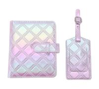 Xyntor Mini12 Camera Case & Photo Album Kit | PU Leather Protective Bag with Adjustable Strap/Photo Frame/Boarding Pass Shell | Embroidery Plaid Design & Stickers (Violette)