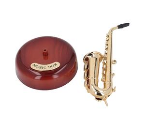 Xyntor Music Box Ornament | Clockwork Vintage Decor Adds Nostalgic Charm | Retro Wind Up Music Box for Home/Office/Living Room | Handcrafted ABS, Easy to Use, Ideal Present (Revolving Saxophone)