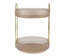 Xyntor Organisateur de maquillage 2 niveaux | Économiseur d'espace rotatif à 360 degrés | Organisateur cosmétique transparent pour les comptoirs de salle de bain/chambre/cuisine (Yellow)