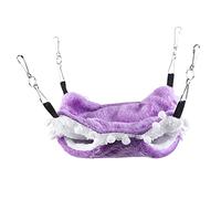 Xyntor Purple Hamster Squirrel Hammock | Winter Warm Plush Pet Resting Area Bed & Cage Hanging Cave | Soft Sleeping Pod for Small Animals/Gerbils/Mice (S)
