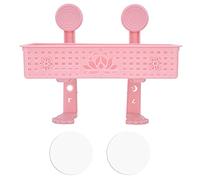 Xyntor Wall Mounted Drain Rack | Non - Corrosive Kitchen & Bathroom Organizer | Hollowed - Out Basket for Sponges/Brushes/Soap | Strong Adhesive Sticker, No Drilling Required (Pink)