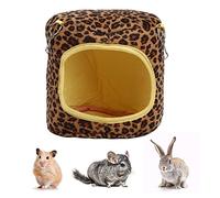 Xyntor Warm Hanging Hammock for Hamsters & Small Pets | Cotton Sleeping Spot for Hedgehogs/Guinea Pigs/Rabbits | Cozy Cage Bed with 3 Hooks, Machine Washable (Imprimé Léopard)