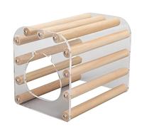 Xyntor Wooden Hamster House | Transparent Acrylic Hideout Hut for Gerbils/Small Animals/Guinea Pigs | Exercise Rods & Bottomless Design for Simple Maintenance (L)