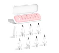 XYOFUN Lot de 8 pointes de rechange en fibre de carbone pour Apple Pencil Pro/2e/1ère génération/USB-C, pointes de stylet améliorées pour écran nu et verre trempé, étui de rangement inclus - Rose