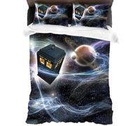XYOK Parure de lit avec housse de couette et taie d'oreiller en microfibre avec impression 3D Doctor Who pour enfants et adolescents, avec fermeture éclair (tardis, simple 135 x 200 cm)