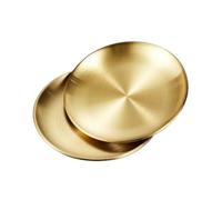XYRGPQYI 6 Assiettes avec Support de Rangement Assiette à collation Restaurant en Acier Inoxydable gâteau et Frites Plateau doré(Gold 6pcs)