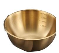 XYRGPQYI Saladier en acier inoxydable 1 pièce/3 pièces, bassin de cuisson doré, bol mélangeur avec balance, ensemble multifonctionnel for la maison(Gold-42.2oz 19cm)