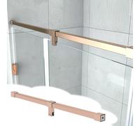 Xyrona Barre Fixation Paroi Douche Barre de Support pour Paroi de Douche de 20 à 180 cm, Supports d'étagères en Verre Pivotants à 360° pour Une Stabilité Renforcée(Rose Gold,80cm/32in)