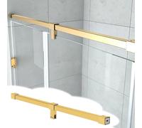 Xyrona Barre Fixation Paroi Douche Barre de Support pour Paroi de Douche de 20 à 180 cm, Supports d'étagères en Verre Pivotants à 360° pour Une Stabilité Renforcée(Gold,65cm/26in)
