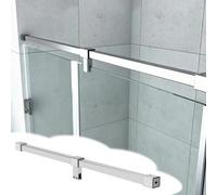 Xyrona Barre Fixation Paroi Douche Barre de Support pour Paroi de Douche de 20 à 180 cm, Supports d'étagères en Verre Pivotants à 360° pour Une Stabilité Renforcée(Silver,65cm/26in)