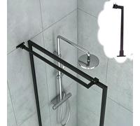 Xyrona Barre Fixation Paroi Douche Barre de Support Supérieure pour Porte de Douche à Angle Droit (Mur-Verre), Barres de Renfort de Cadre à Fixer Soi-même sans Joint(Black,70 cm (27 1/2 in))